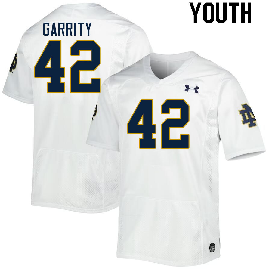 Youth #42 Henry Garrity Notre Dame Fighting Irish College Football Jerseys Stitched Sale-White - Click Image to Close